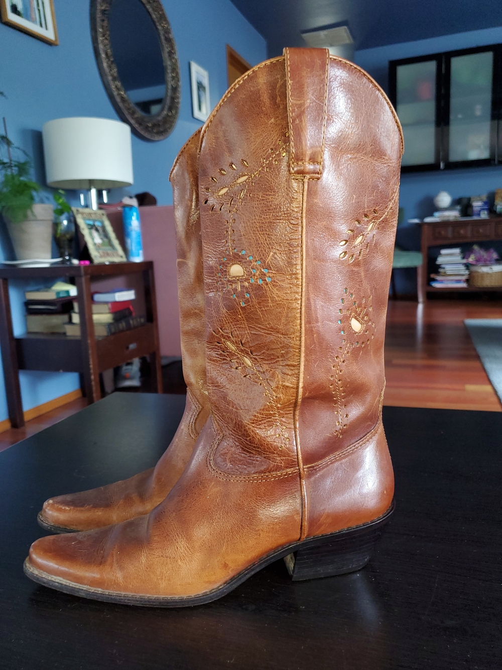 Naturalizer Brown Leather Lace-Up Western Boots